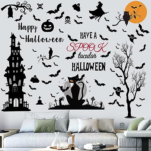 Vinilo Decorativo Halloween Castillo y Murciélagos miniatura 1