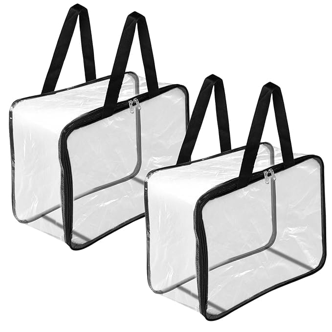Image of Multipurpose Transparent Storage Bag for Clothes PVC Packing Organizer For Sarees Clothes - 40x32x22 CM (Pack Of 2)