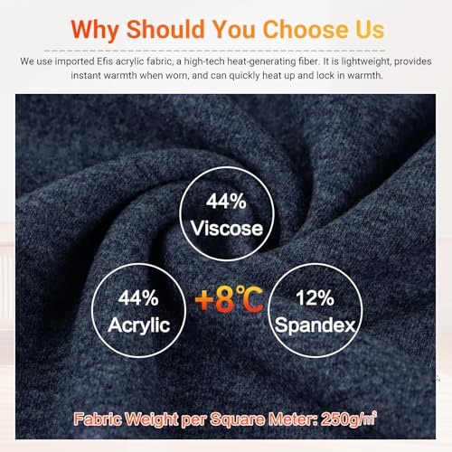 MEETYOO Thermal Compression Shirts for Men Long Sleeve Running Undershirt Fashion Mock Turtleneck T-Shirts Base Layer for Winter Cold Weather Navy Blue