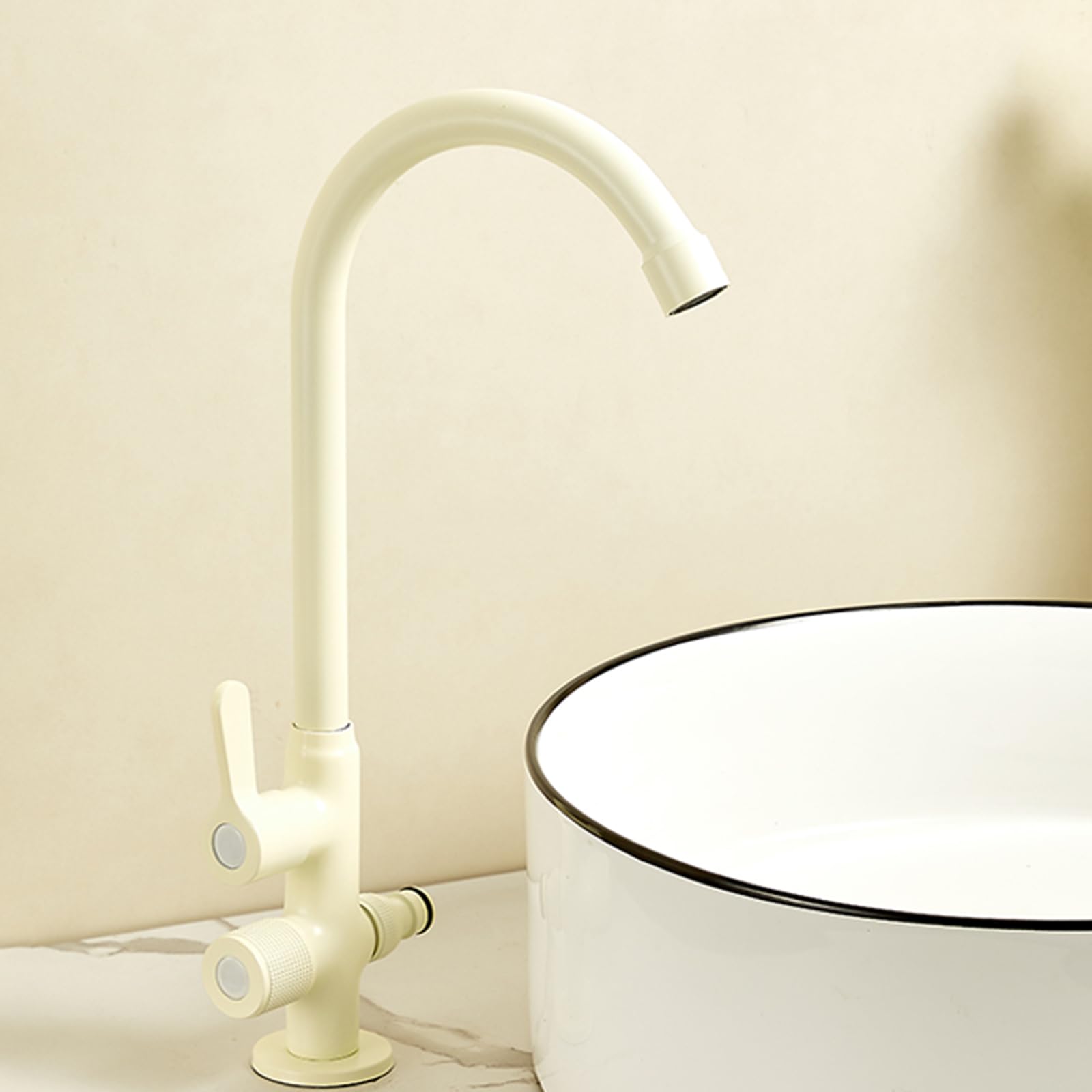 Grifo Exterior Doble Salida Grifo Para Lavadora Y Lavavajillas Latón Solo Agua Fría,Blanco