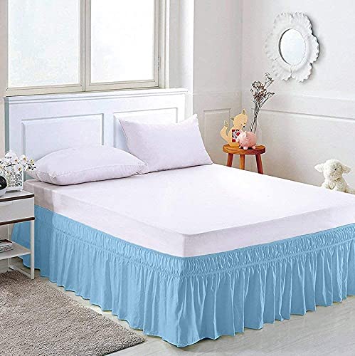 Light Blue Bed Skirt Wrap Around 600Microfiber with Easy Fit with 24'' Inch Tailored Drop - Shrinkage and Fade Resistant with Microfiber 24'' Bed Skirt-image-41