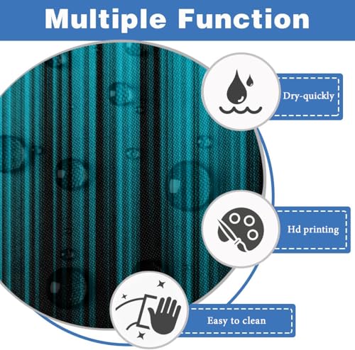 Image of AAtter Teal Shower Curtain Black Modern Gothic Goth Abstract Mens Boy Turquoise Aqua Ombre Blue Cool Anime Masculine Minimalist Dark Home Bathroom Decor Bathtub Set with 12 Hooks, 60x72 Inch, Gradient