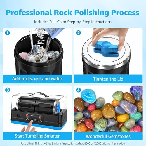 KomeStone K4 Quiet Rock Tumbler Kit for Adults, 7LB Large Dual-Barrel — view 5