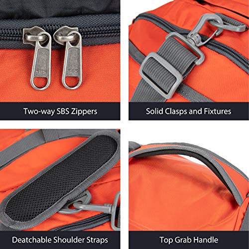 Ubon Travel Duffel Bag 4-Way Sports Gym Backpack 55L with Shoe Compartment Orange