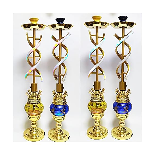 Rteanb Aluminiumhaare Arabische Hukahn Full Bar Vier-Personen-Huka mit Licht für bessere Shisha-Hukahn Rauchergenuss… – Bild 7