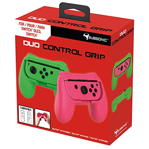 Subsonic - Controller Grips für Nintendo Switch Joy-Cons - Packung mit 2 Komfortgriffen für Joy Cons grün und pink.