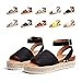 Sandalias Mujer Plataforma Verano Casual Sandalias Alpargatas Cuña Plateau Esparto Moda Playa 5.5CM 01 Negro Talla 38