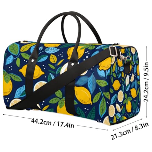 Summer Fruits Lemon Travel Duffel bag for Men Women Weekender Overnight Bag Gym Bag Carry On Luggage Bags for Yoga Workout Sports4