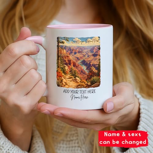 Customized Name Grand Canyon National Park Mug, Travel Trip Memories Mug Gifts For Adventurer Explorer, Personalized Arizona Nature Ceramic Teacup, Grand Canyon Vacation White Coffee Cup 11oz 15oz