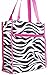 World Traveler Zebra Print Medium Travel Tote Bag, Black and White with Pink Trim