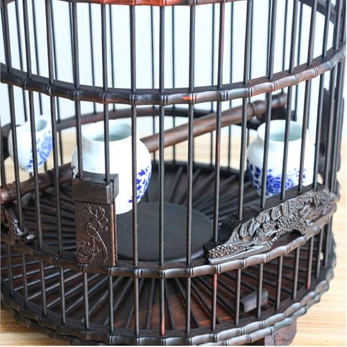 Cage pour oiseaux volière en bois avec crochet cage à oiseaux ronde portable pour troglodyte - 7