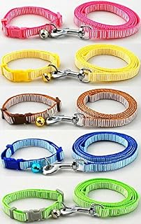 Dog Collar & Lead Leash Set Stripes Puppy XS Small Nylon Terrier Scottish Pink Blue UK (Blue)