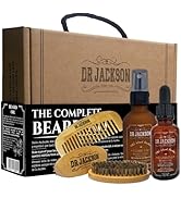 DR. Jackson Kit d'entretien de barbe pour homme avec balsamo barbe, huile pour barbe homme et brosse à barbe