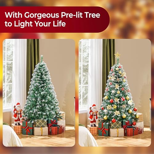 Yaheetech 5ft Frosted Artificial Christmas Tree with 450 Tips Hinged Snow Dusted Spruce Xmas Holiday Decorative Tree with Foldable Stand - Image 5