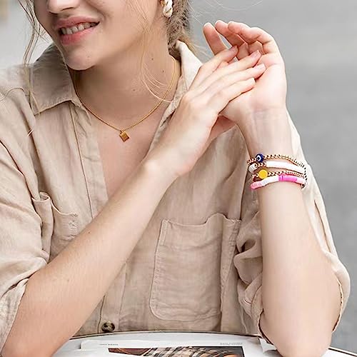 Image of Preppy Bracelets Earrings Set Colorful Beaded Clay Bracelets Stackable Preppy Bracelet Jewelry Y2K Jewelry