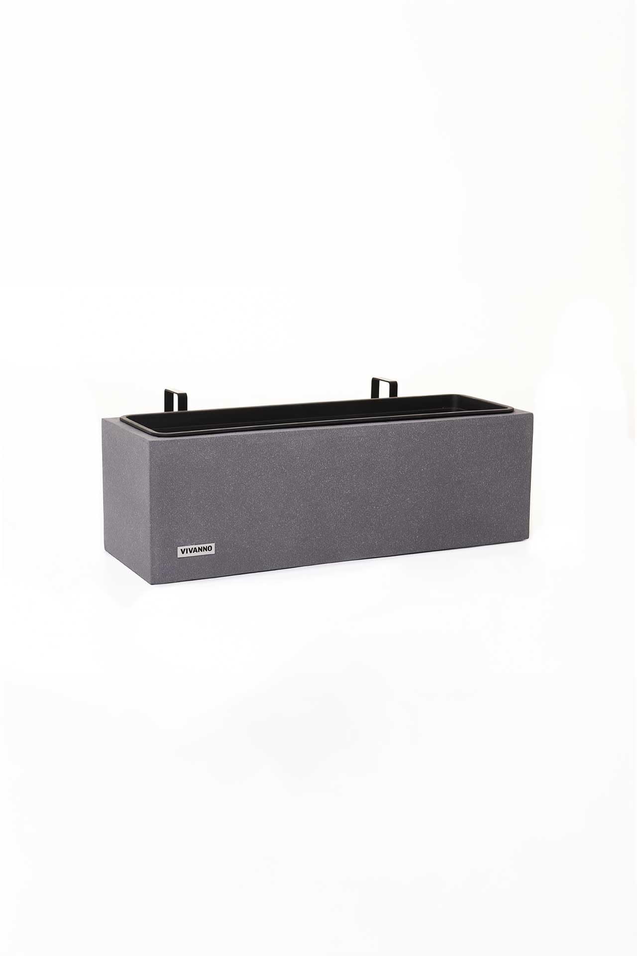 VIVANNO Jardinière de Balcon à Suspendre Fibrociment Milano Benno Gris 22 x 62 x 21,5 cm