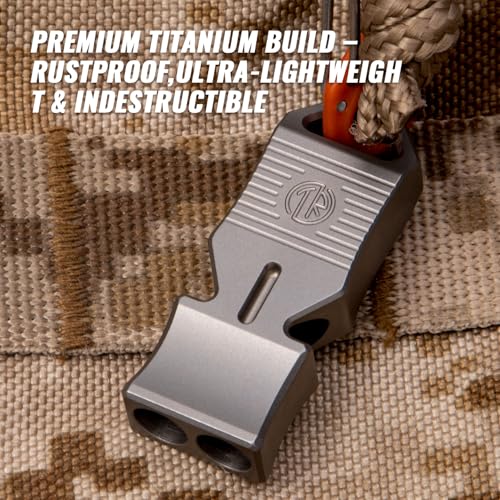 TACRAY Titanium Emergency Survival Whistle, Portable Necklace Whistle, Loud Whistle up to 120~130db, Good for Life Saving, Hiking, Camping, and Pet Training - Image 3