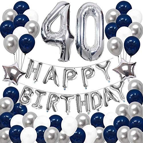 SUNPAT Decoraciones de 40 Cumpleaños, Feliz Cumpleaños Banner Kit Número 40 Set...
