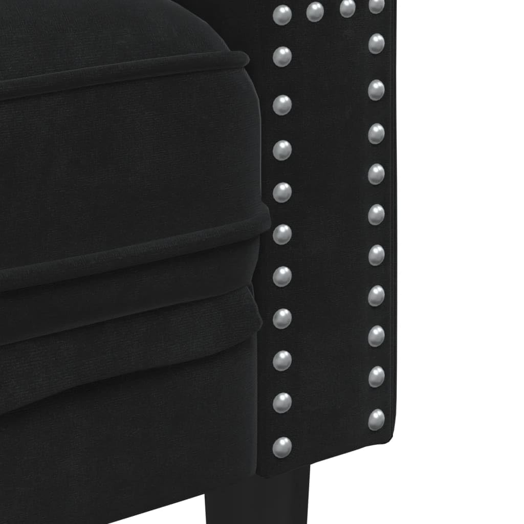 vidaXL Chesterfield Sessel, Loungesessel mit Knopfheftung, Polstersessel Relaxsessel für Wohnzimmer, Clubsessel Cocktailsessel Sofa, Schwarz Samt