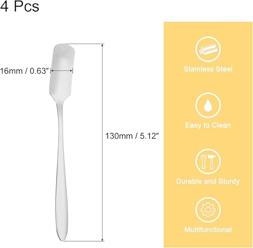 Miniatura 2 de uxcell 4 cucharas de café expreso de acero inoxidable de 5 pulgadas, cucharas de postre, cucharas de té helado para café, helado, té, azúcar, plata