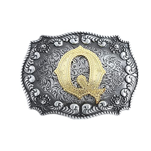 Image of HUABOLA CALYN Belt Buckle Men, Western Cowboy Rodeo Small Alphabet Letter ABCDMRJ to Z Initial Belt Buckles for Women