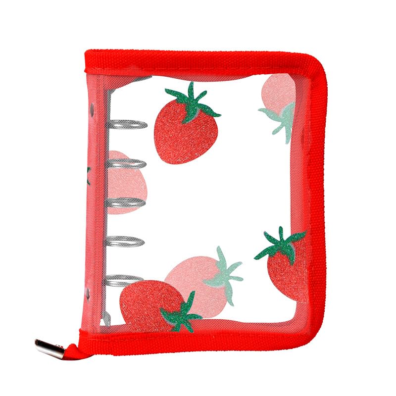 Kawaii Strawberry Clear Binder M5 Transparent PVC Lace Zipper Notebook