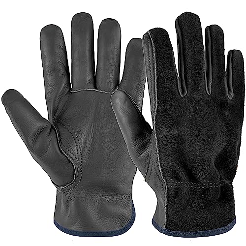 EINSKEY Gardening Gloves for Men Women, Tough Thorn Proof Leather Safety Work Gloves, Heavy Duty Rigger Protective Gloves with Strong Grip for Garden Yard Mechanic Welding