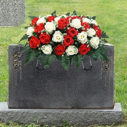 Flores para cementerio de rosas artificiales resistentes UV 4