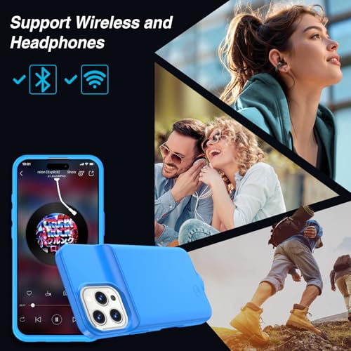 Coque de batterie iPhone 16 Pro GIN FOXI 8500 mAh en TPU bleu