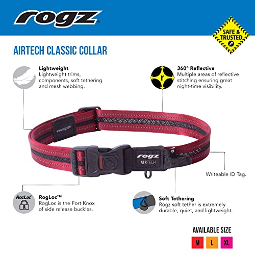 Collar clásico Rogz Airtech para perro tamaño M gris platino miniatura 3