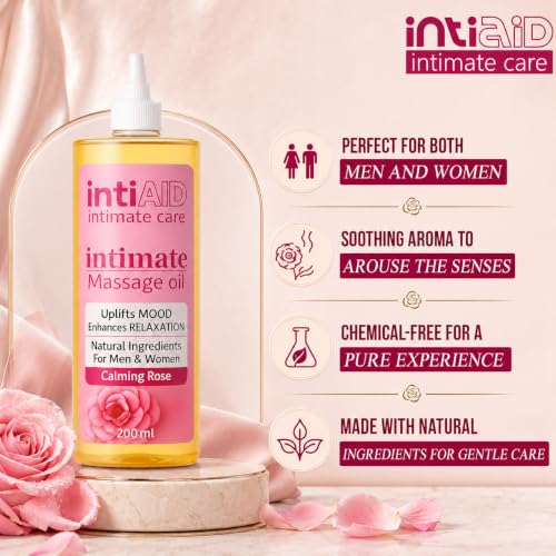 Image of Rose Intimate Massage Oil. Luxuriously Scented Self-Care Oil for Personal Moments. Sensual Touch for ultimate Pleasure & Relaxation - 200ml.