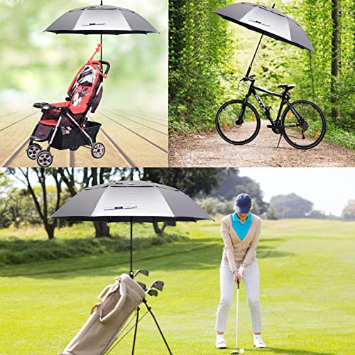 G4Free 68 Inch Uv Protection Golf Umbrella And 62 Inch Golf Umbrella Auto Open Double Canopy Oversize Extra Large Windproof Sun Rain Umbrellas (Silver/Black) #TOP7