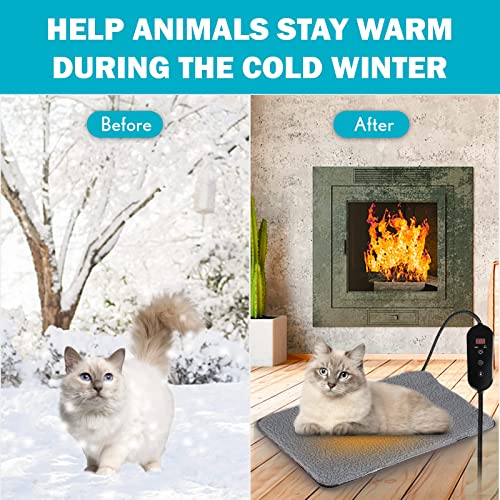 Lesotc 2023 Extreme Weather Outdoor Pet Heating Pad With Timer,Safety Cat Dog Heating Pad,Waterproof Heated Animal Bed Mat,Adjustable Warming Mat With 6 Levels Temp& 4 Timers Auto Off Chew Resistant Cord thumb #6