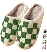 HIPINISS Checkered Slippers House Slippers for Women Men Funny Fluffy Slippers Memory Foam Womens...