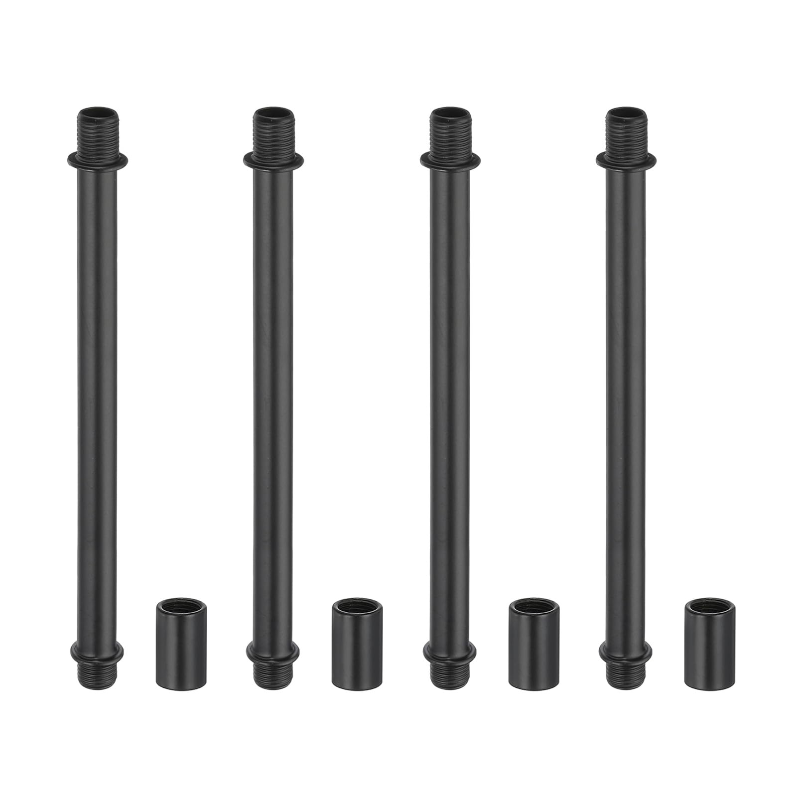 PATIKIL Straight Pipe Lamp Stems Rod Kit, 4 Set M10 Carbon Steel 130mm(5.12") Long Double End Thread Rod with Coupling Nuts Sleeve Connector for Table Lamps Chandeliers,Black — image 1
