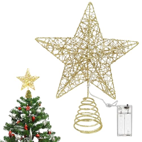 Bocguy Christbaumspitze Stern Gold, 25 x 20cm Baumspitze Weihnachten,...