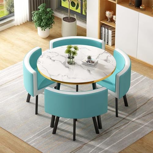 Juego de mesa de comedor redonda de 5 piezas, 1 mesa y 4 sillas, 80 x 75 cm, perfecto para el hogar, cocina, restaurante y muebles de oficina