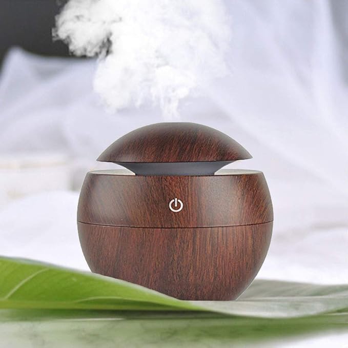 TASTORA USB Essential Oil Diffuser, Wood Grain Ultrasonic Humidifier, LED Light, 130ml-image-6