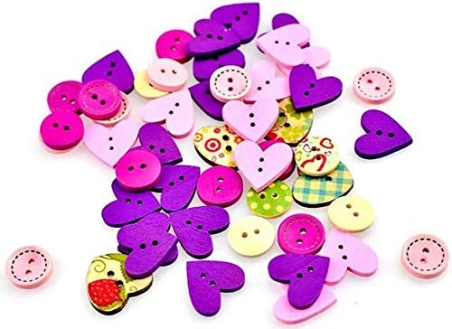100pcs Pink Purple Wooden Craft Buttons Small Cute Wood Sew Buttons Assorted Design Buttons 2 Hole Bulk Buttons Compatible DIY Scrapbooking Craft Decoration,Mixed Size and Style(Christmas Pink&Purple) - Image 3