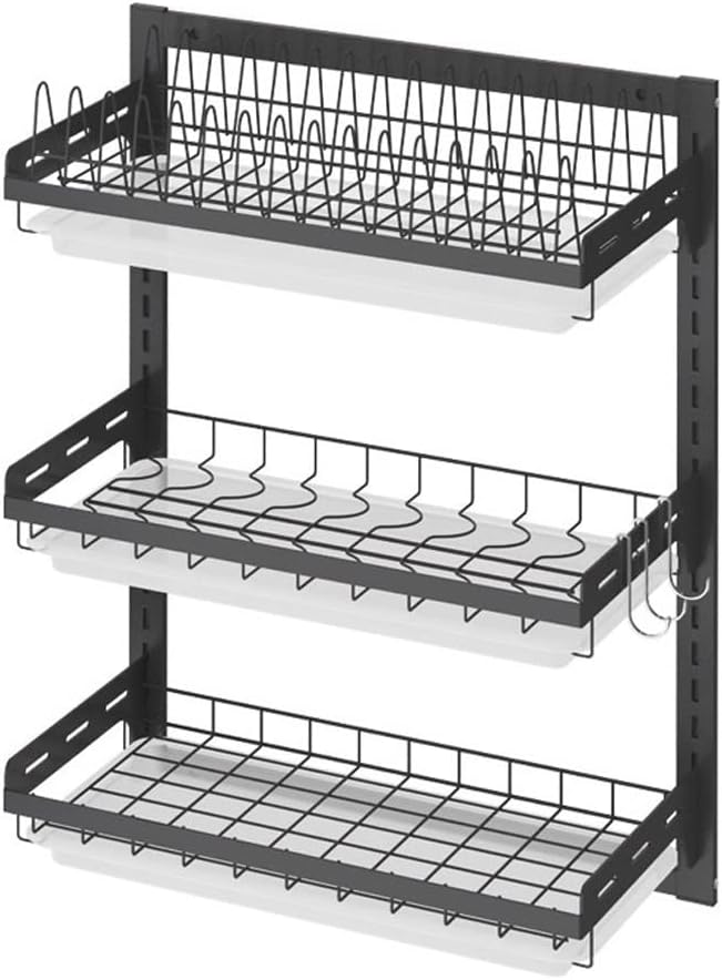 Dish Rack Dish Drying Rack, 2 Tier Dish Rack Holder, Dish Drainer, Kitchen Dish Rack Storage Shelf, Dish Rack Dishes Drying Rack(B)