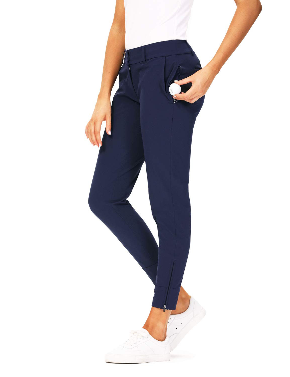 Hiverlay Damen-Golfhose, schnelltrocknend, schmal, leicht, mit geradem Knöchel, auch zum Wandern oder für den Alltag