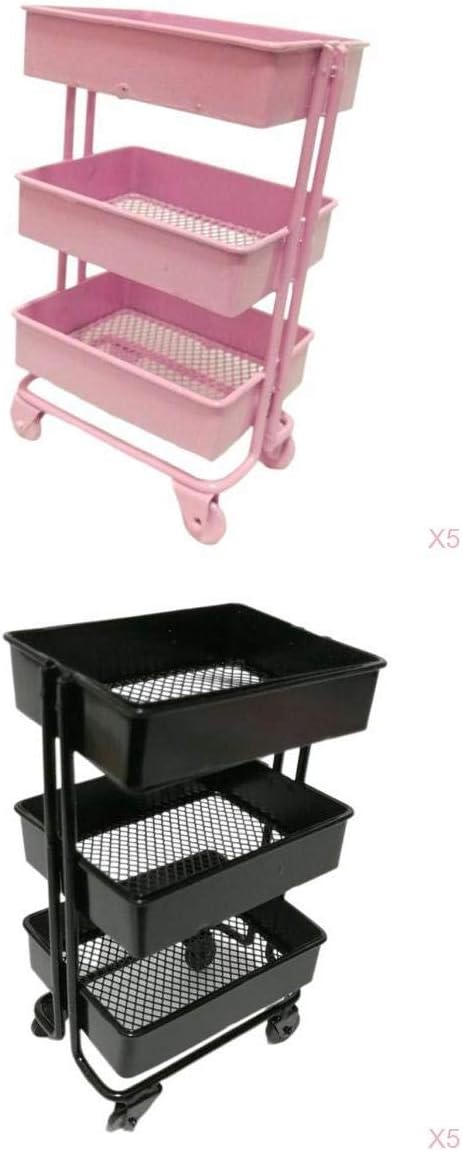 1:12 Modern Dollhouse Storage Shelf 10-Piece Set with 3 Levels and Wheels for Realistic Display - Metal Furniture Accessory for Dollhouse Room - Perfect for Morden Style