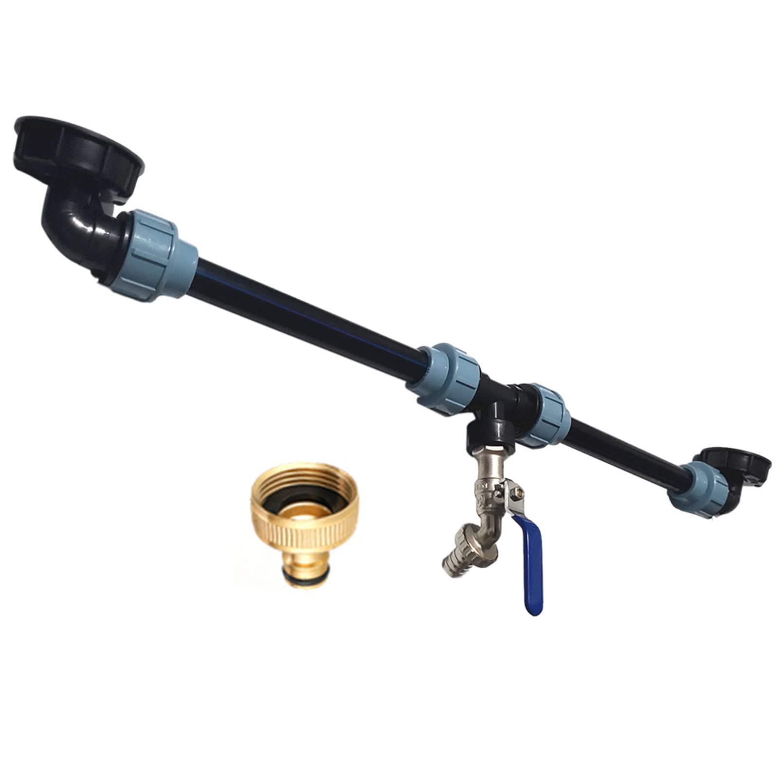 IBC - Kit de conector de tanque – Grifo de manguera de latón de 0.5 pulgadas y adaptador de tanque doble para una fácil instalación, ideal para soluts de riego del hogar y jardín, perfecto para