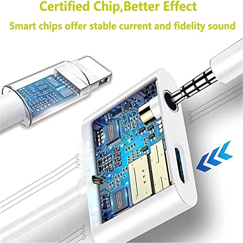 2 Pack Headphone Adapter For Iphone 2 In 1 Lightning To 3.5Mm Earphone [Apple Mfi Certified] Audio & Charger Splitter Adapter, Splitter Compatible With Iphone 13/13 Pro/12/11/Xr/X/8/Support All Ios #TOP3