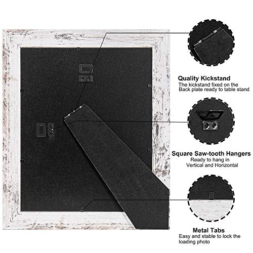 Upsimples 8X10 Picture Frame Distressed White With Real Glass, Display Pictures 5X7 With Mat Or 8X10 Without Mat, Multi Photo Frames Collage For Wall Or Tabletop Display, Set Of 6 #TOP6
