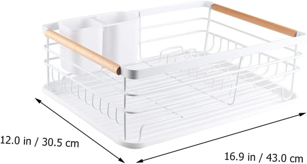 Multifunctional White Iron Dish Rack Tableware Storage Rack Kitchen Tool Holder Single Layer Sink Drying for Home Kitchen Organization
