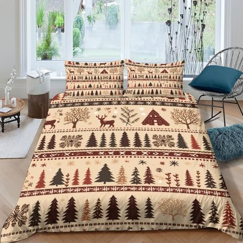 Housse de couette cerf imprimé 3D patchwork linge de lit double 200x200 microfibre
