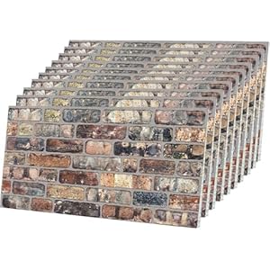 IZODEKOR Revestimiento de pared 3D de poliestireno, aspecto de piedra, para salpicadero de cocina, baño, balcón, dormitorio, salón y terraza, gris, marrón y negro (Alte Straße) (10 paneles)