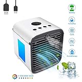 【Operación Ultra Silenciosa & LED Luz de Atmósfera】: Este ventilador de aire frío hay luz LED con 7 colores, como las luces de la noche en su duerme, no necesita usa la luz, ahorra energía.