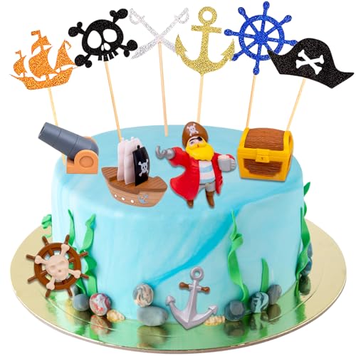 Décorations de Gâteau de Pirate, Décoration de gâteau d'anniversaire pirate, Accessoires fete pirate decoration, Décoration de gâteau d'anniversaire,...